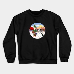 Santa Offers a Treat to His Harliequin Great Dane Crewneck Sweatshirt